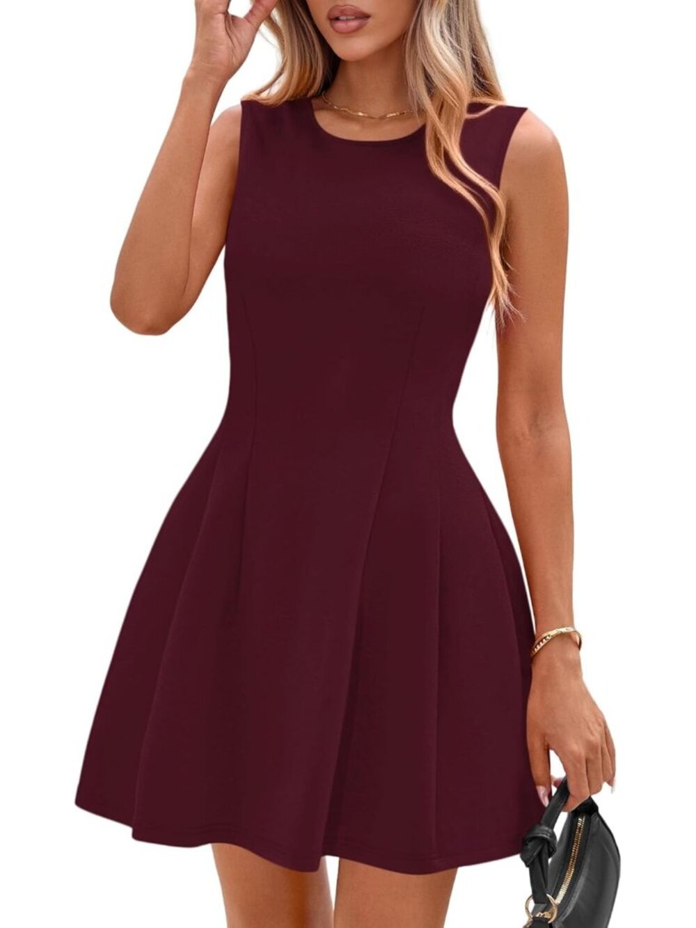 Women's Burgundy Summer Dress Elegant Classy A Line Business Cocktail Dress